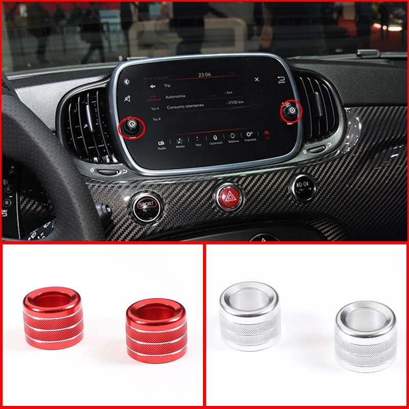 

For FIAT Abarth 500 500C 595 595C 695 695C 2017-2022 Car Volume Multimedia Knob Ring Decorative Cover Aluminum Alloy Accessories