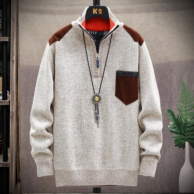 

RUIHUO Vintage Sweater Man Men's Clothing Free Shipping Best Selling Product 2023 Korean Autumn Clothes Winter Knit Round Collar