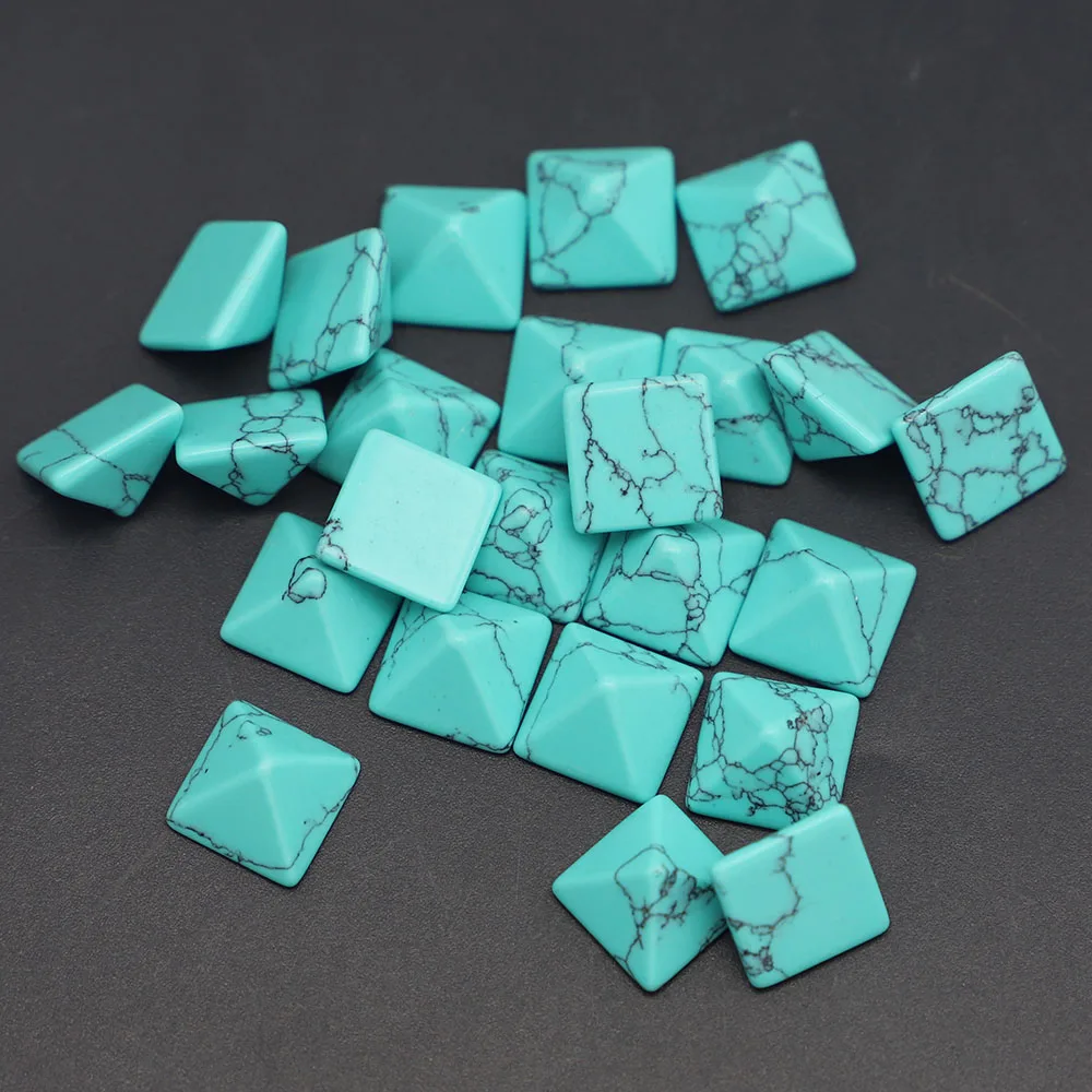 

12x12x7mm Natural Stone Pyramid Shape CAB Cabochon Turquoise Beads for Jewelry&Clothes Accessories Wholesale 30Pcs Free Shipping