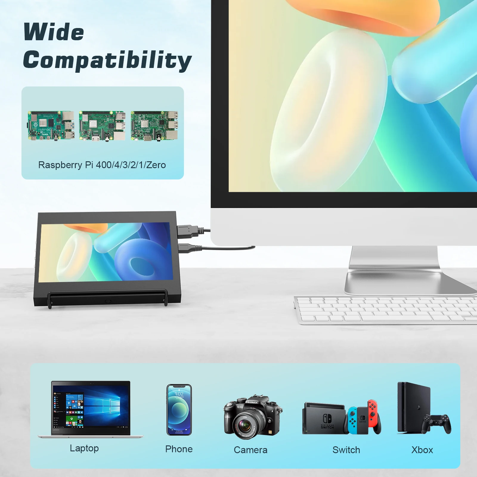 Miktver HD 1024*600 IPS ġũ,  7 ġ   , ̽ , HDMI VGA   Է VESA  