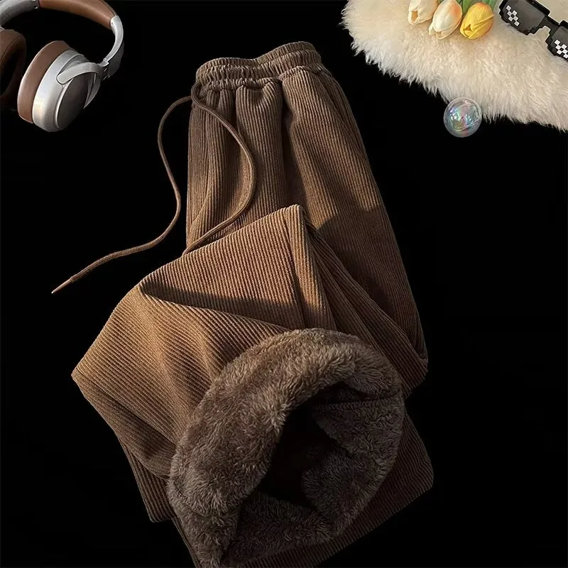 Outdoor Cold Resistant Warm Corduroy Men's Winter Thick Cotton Pants Retro Casual casual pants corduroy pants