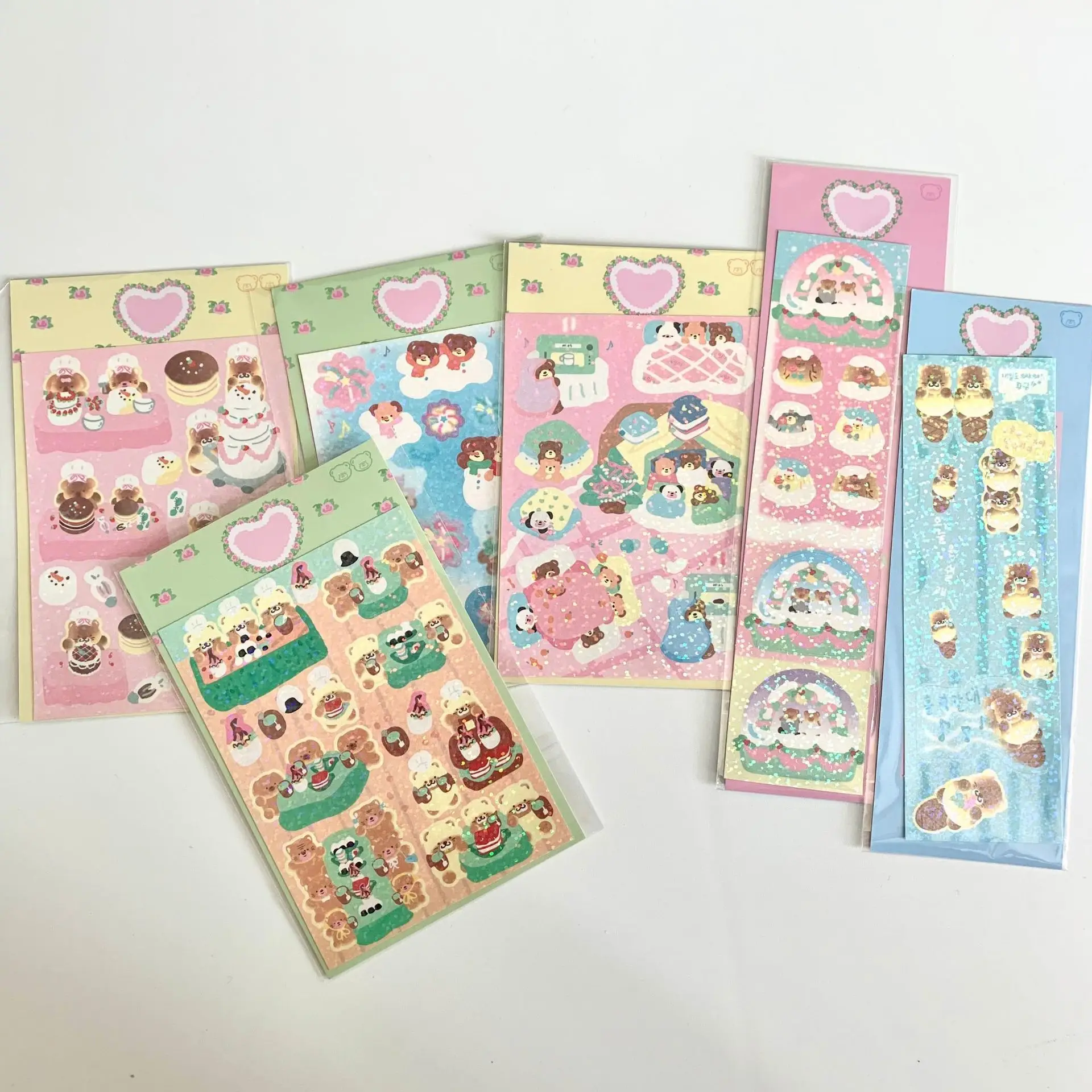 

Корейская Милая лазерная наклейка с маленьким толстым медведем, наклейка для сцены, декоративный материал