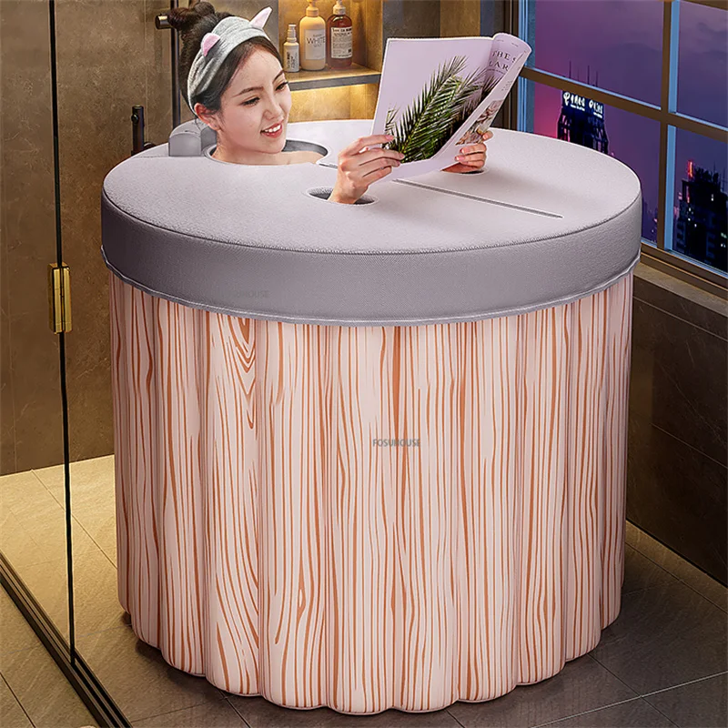 DIA80CM Portable Bath Bucket Bathtub Large Capacity Bathroom Bathtub Bucket  Winter Shower Bathing Artifact Free Installation - AliExpress