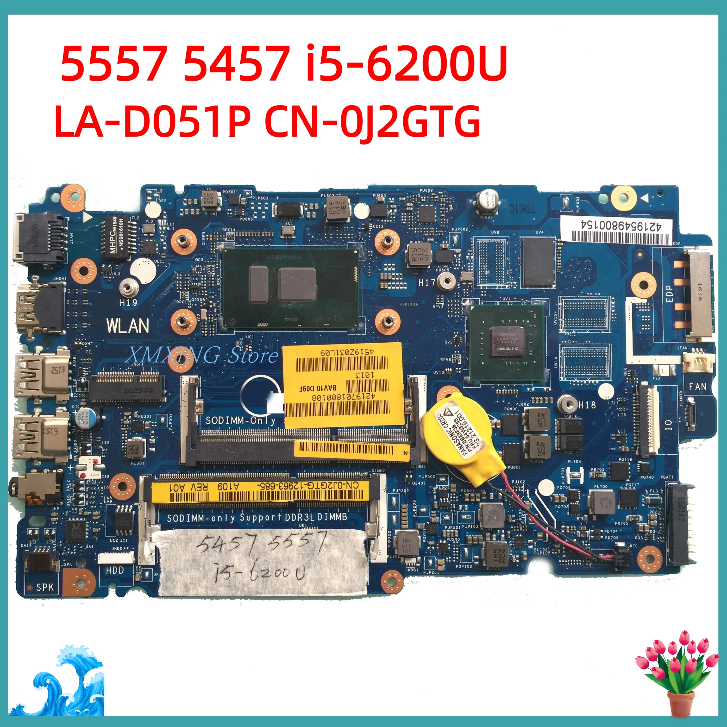 

Материнская плата FULCOL для ноутбука DELL Latitude 15, 5557, 5457, телефон для ноутбука, i5-6200U, центральный процессор, модель 100% J2GTG J2GTG, протестирована на