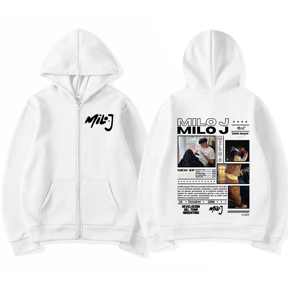 Rapper Milo J 111 Album Merch Zipper Hoodies Men's Women Clothing Vintage Hip Hop Zip Up Hooded Sweatshirts Casual Loose Jackets 2