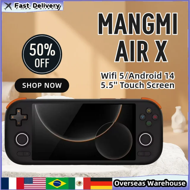Console de jeu portable MANGMI AIR X, Qualcomm Snapdragon 662, écran tactile 5,5'', charge rapide 15W, Android 14, ventilateur de refroidissement actif, cadeau 1