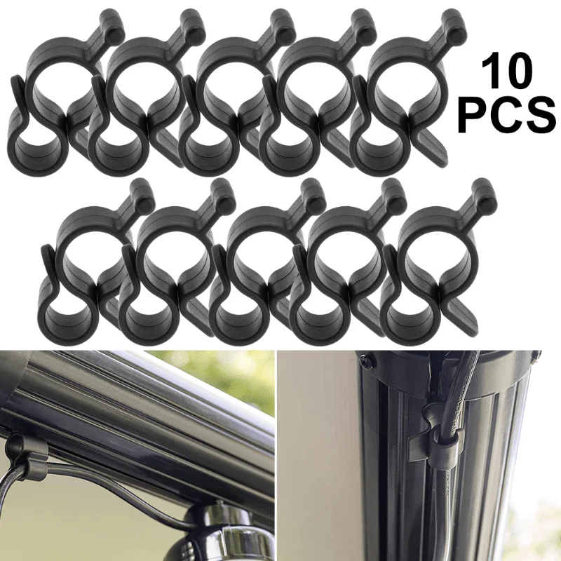10Pcs Camping Awning Hooks Clips RV Tent Hangers Light Hanger Black Plastic Rope Clamp Tent Hooks Accessory For Caravan Camper