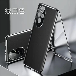 Premium 360° Full Protection Leather Case with Tempered Glass and Double-Sided Bumper for Honor 200 (Black)