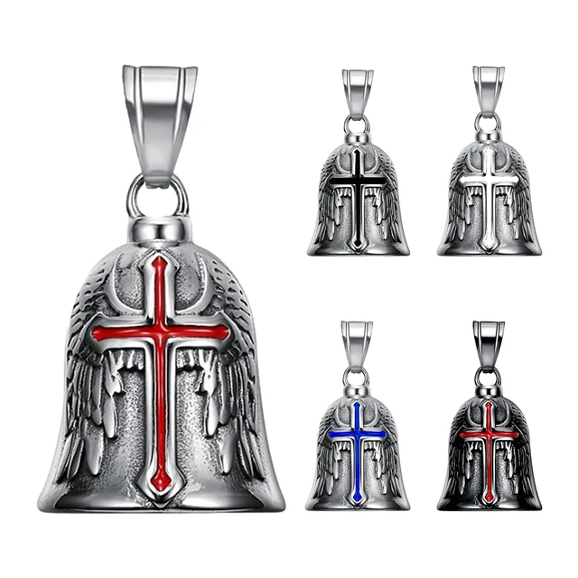 Campana de guardián de estilo Punk Retro para hombres, campanas de  motocicleta, Cruz de la suerte, ala de Ángel, campana de caballero,  colgante de Metal, accesorio de motocicleta - AliExpress