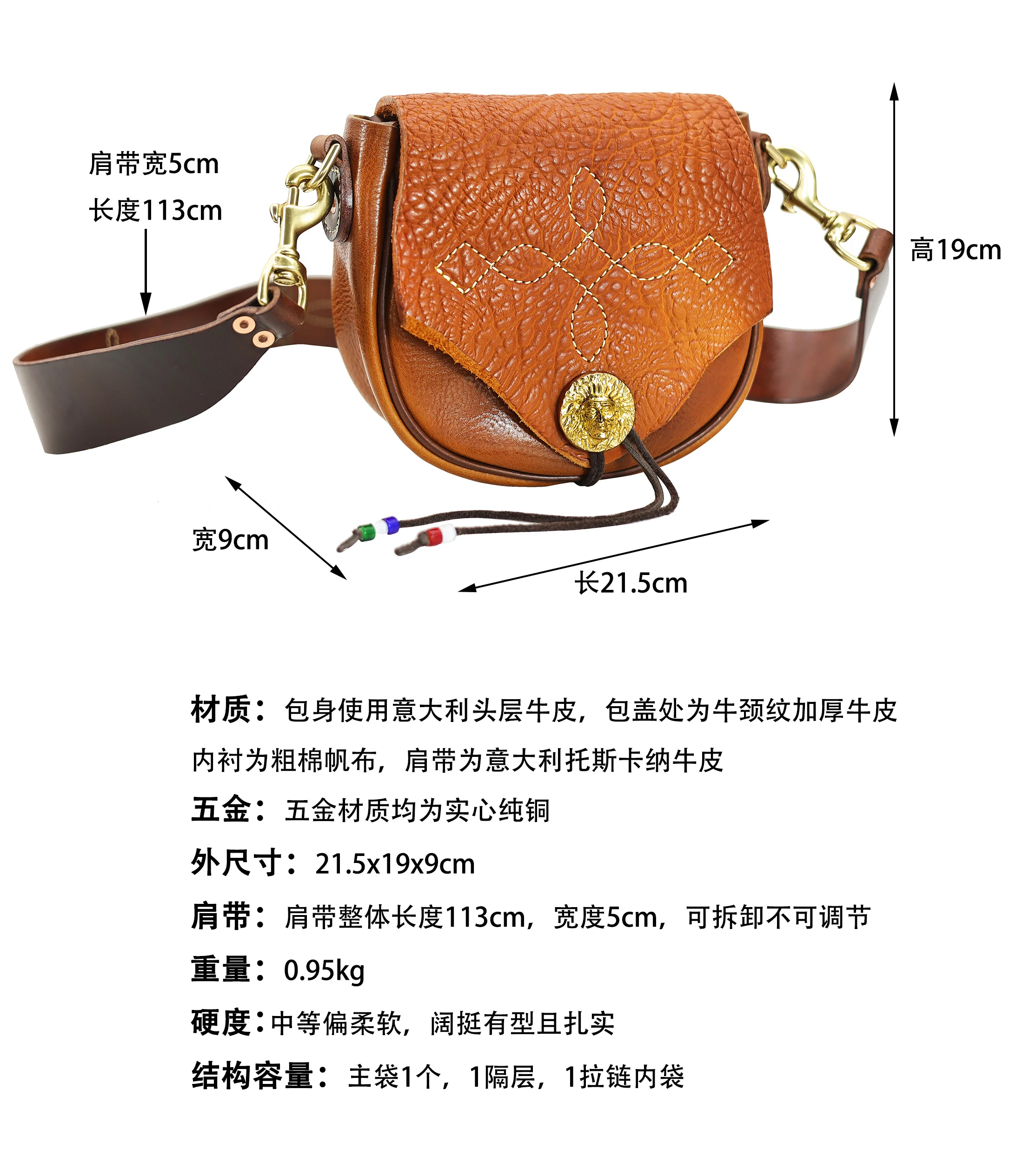 PNDME Organizer Designer handgemachte Vintage pflanzlich gegerbte Rindsleder Damen Umhängetasche Luxus echtes Leder Umhängetaschen – Detail 2