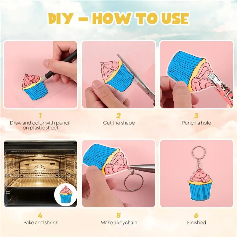 DIY Shrink Film Kit for Jewelry & Keychains - Heat Shrink Plastic Sheets & Paper Set