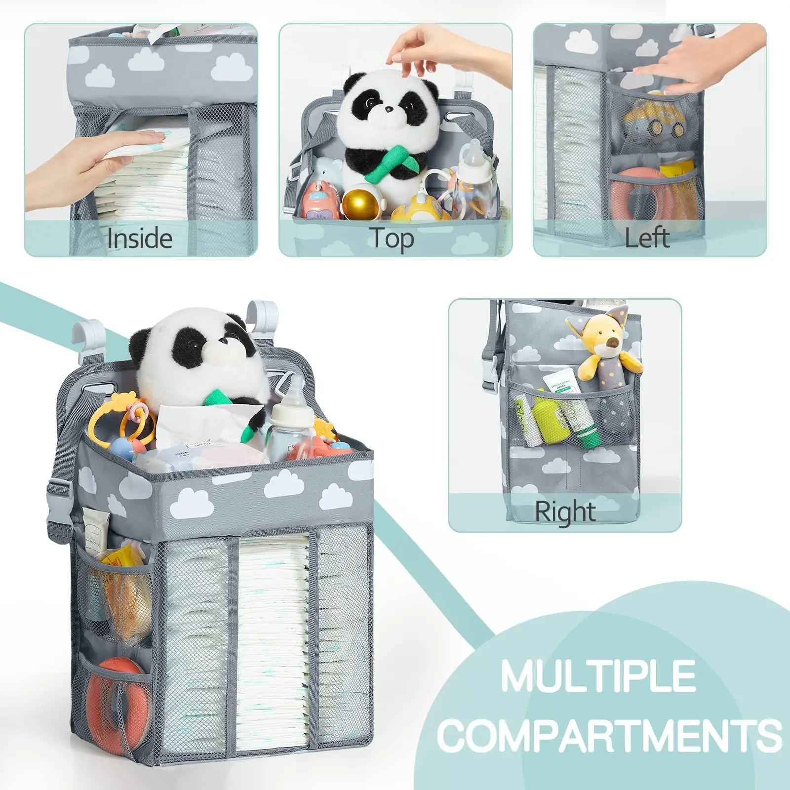 Baby Crib Hanging Storage Bag Diaper Nappy Organizer for Newborn Cot Bed Organizer Kids Infant Bedding Nursing Bags 4