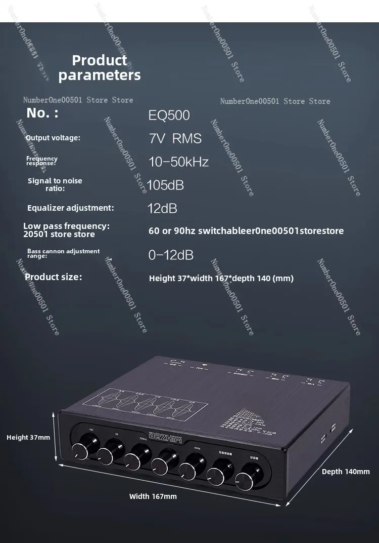 EQ500 Audiophile Pre-Amplifier 5-Band EQ Tone Audio Processing Effects Small Mix