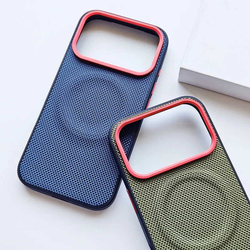Luxury Magnetic Anti-Fingerprint Case with Soft TPU and Woven Leather Back