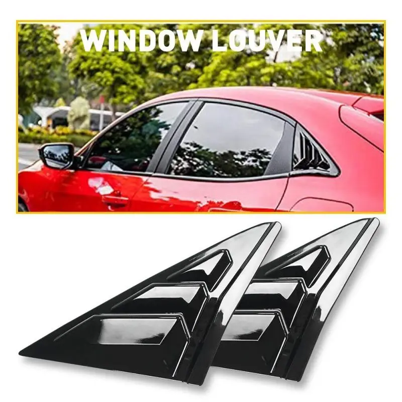 Autophoton Carbon Fiber Black Rear Window Shutter Cover Trim For Mitsubishi Lancer 2008-2017 (2pcs)