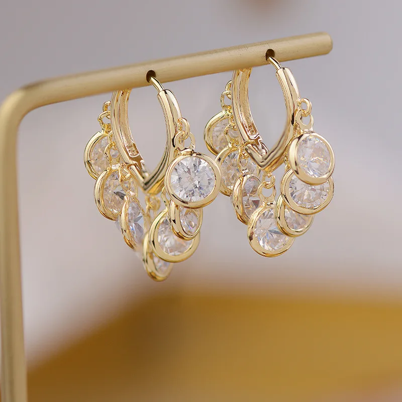 VENTFILLE Gold Plated Crystal Drop Earrings for Women Girl Gift