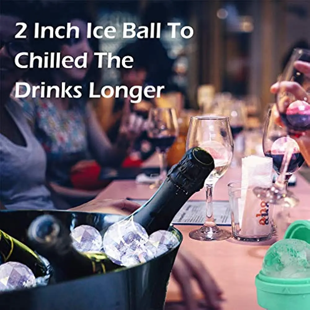 2 Pack Ice Cube Tray Diamond Ball Shape Food-grade Silicone Cube Tray Round Mold For Whisky Cocktails