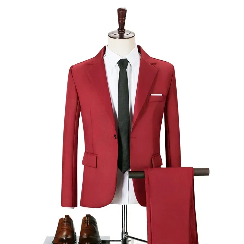Men's Two-piece Business Suit Spring Summer Fashion Casual Suit Korean Version Slim Suit Trend Wedding Suits for Men