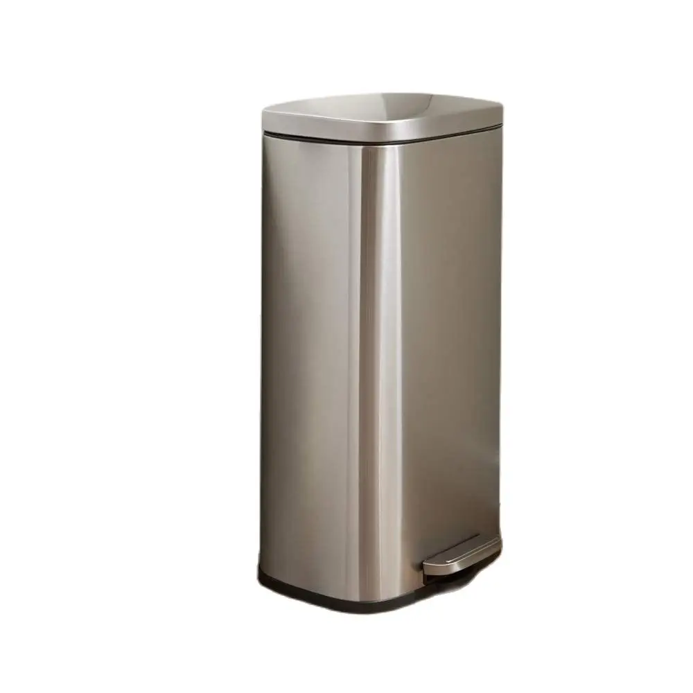 Rectangular, Stainless Steel, Soft-Close, Step Trash Can, 30 Liter / 7.9  Gallon, Satin Nickel Finished