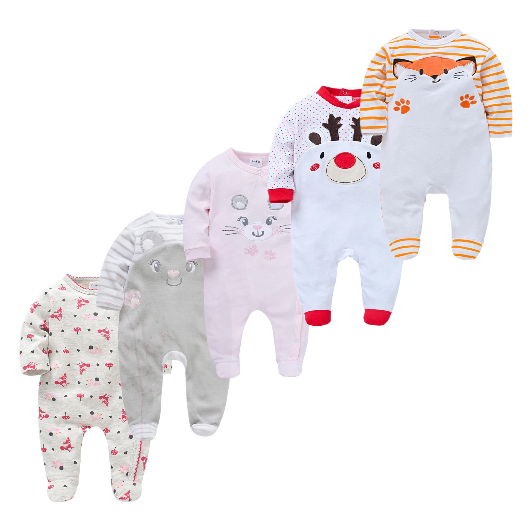 Baby Boys Jumpsuits Ropas Infant Cartoon Pajamas Long Sleeve Spring Toddler Clothes 5/3Pcs Newborn Boy Girl Onesie 100% Cotton