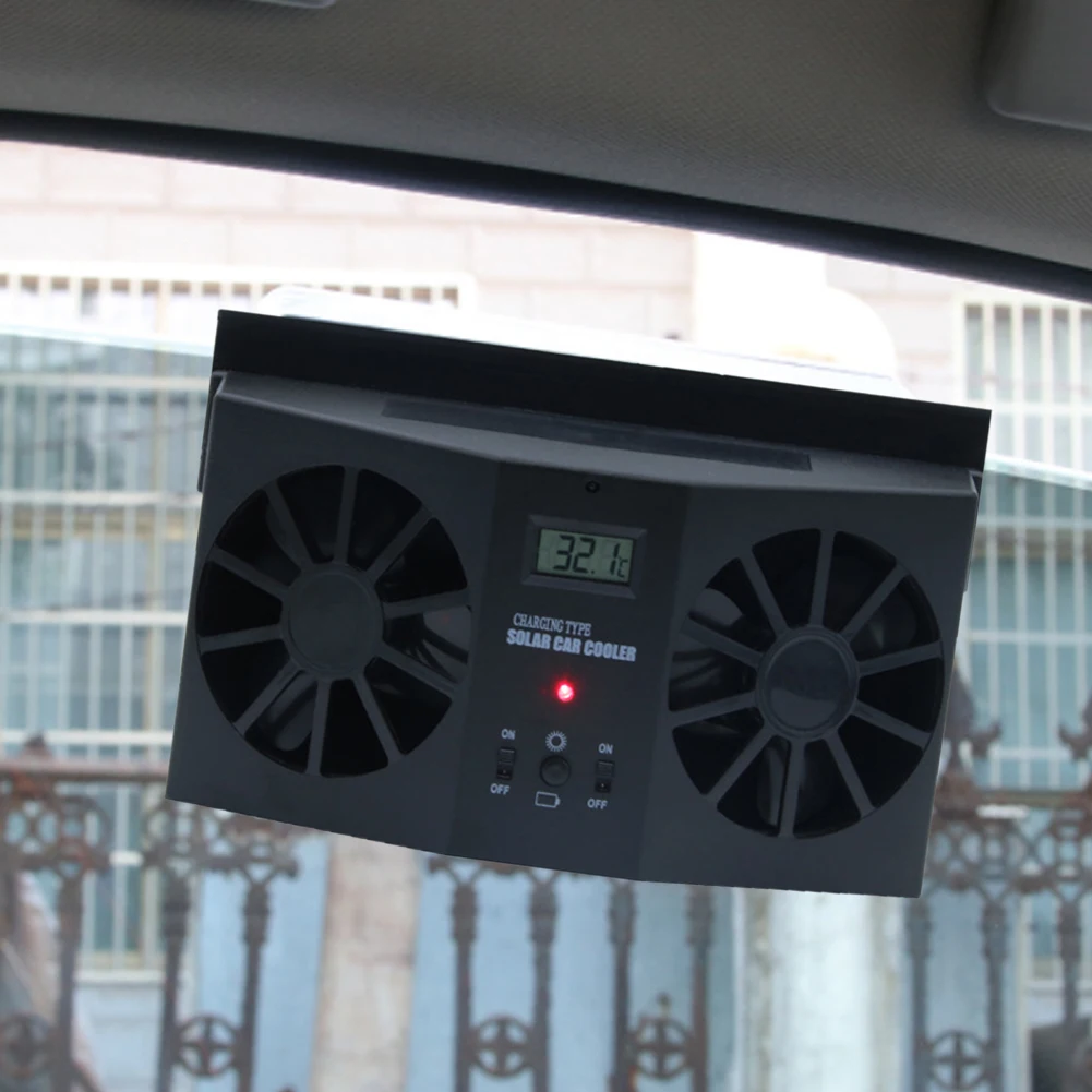 Solar Power Car Fan 3-Fan Car Exhaust Fan Air Purifier Car Radiator Fan  Front/Rear Window Air Vent with Rechargeable Battery