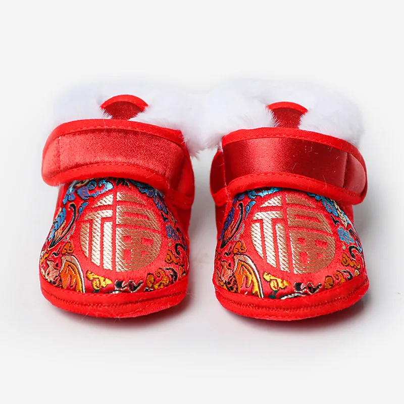 Baby Chinese Style Traditional Infant Shoes Toddler Casual Shoes Warm Winter First Walkers Shoes New Year 5