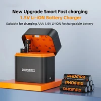 POHMAX 1.5V Lithium Rechargeable Battery AA 4200mWh AAA 1100mWh Lithium-ions Charger 8 Slots Fast Charging Box with Type-C Cable 5
