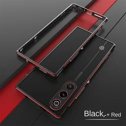 Ultra - Thin Aluminum Metal Bumper Frame Case Cover - Sleek Protection for ZTE nubia RedMagic 10 Air (Black Red)