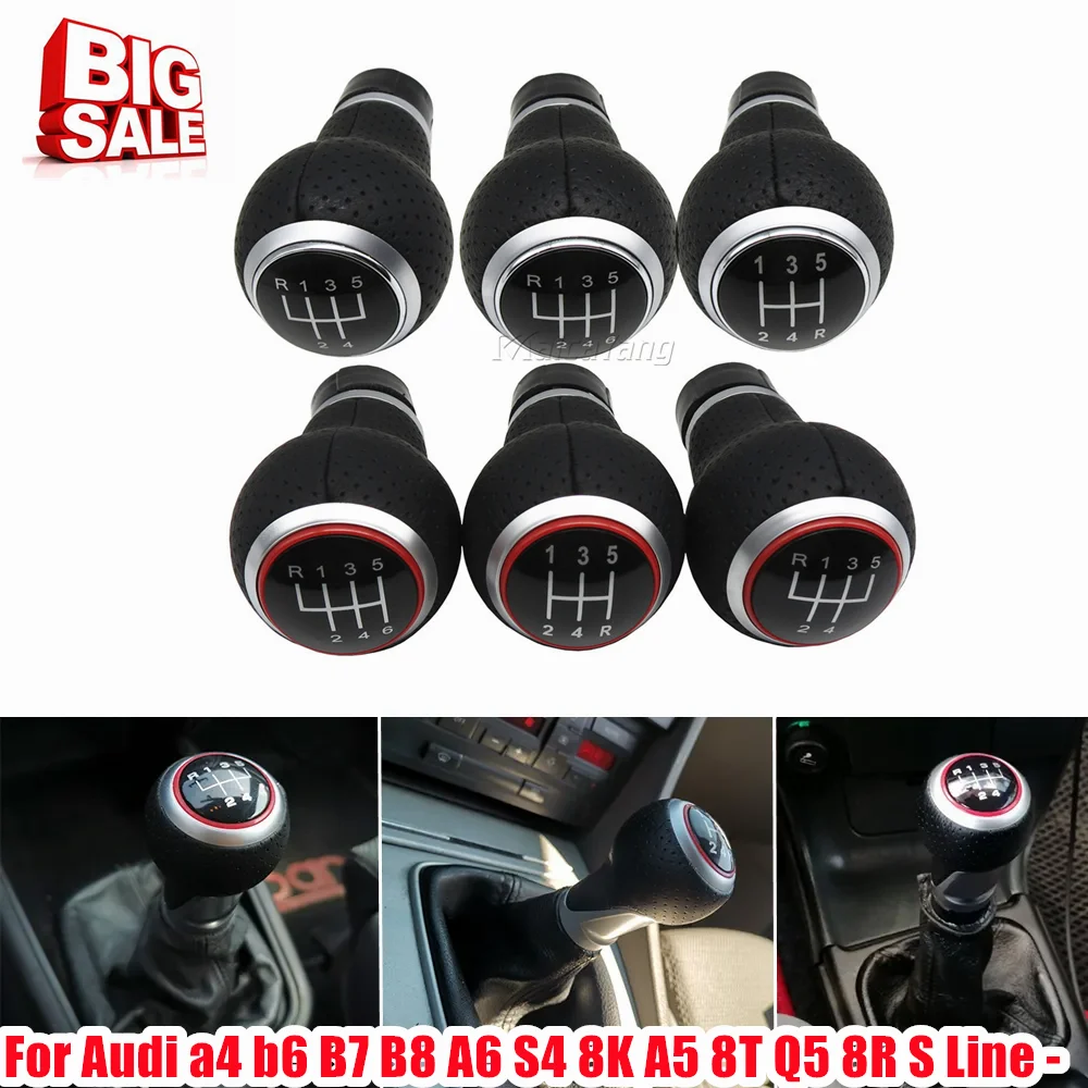 Pomello Del Cambio Maniglia Della Leva Per Audi A4 S4 B8 8K A5 8T Q5 8R S Line Ibiza 6J Seat Leon Mk1 Passat Golf Mk4 Car Styling 12Mm