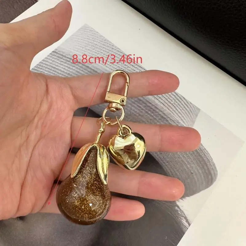 Classy Fruit Inspired Keychain; Stylish Bag Accessory; Superior Resin Made Pear Pendant; Ideal Couple's Present.