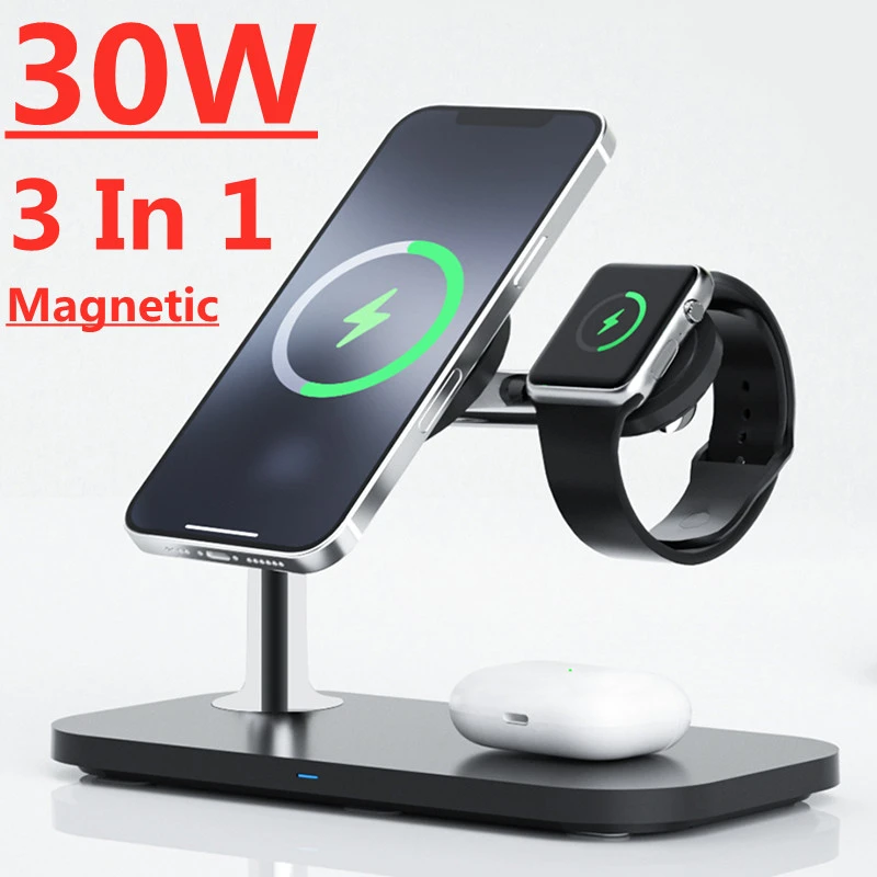 volume tegel Nadruk 30W 3 In 1 Magnetische Draadloze Oplader Voor Iphone 13 12 Pro Max Mini  Airpods Apple Horloge Iwatch 7 6 Macsafe Fast Charging Stand| | - AliExpress