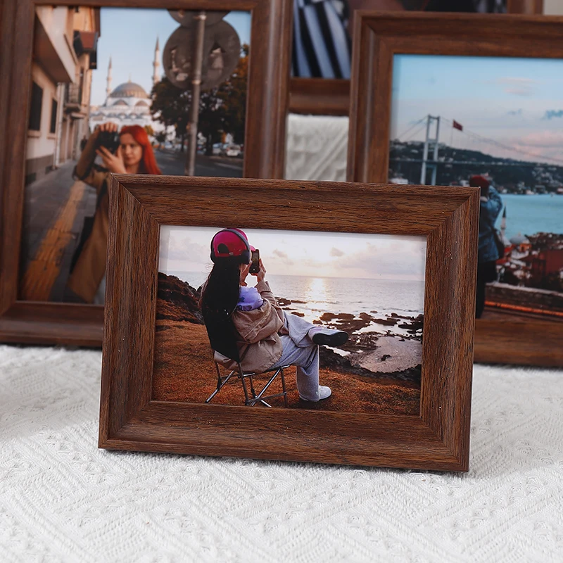 1pc deep walnut color plastic photo frame Nordic retro personality small photo frame table 4 "5" 6 "7" 8 10 "A4 photo frame