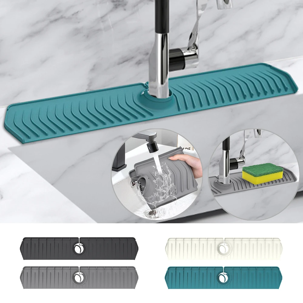 Kitchen Splash Guard Silicone Faucet Mat Sink Faucet Splash Guard Mat Drain Rack Countertop Protector Bathroom Kitchen Accessories