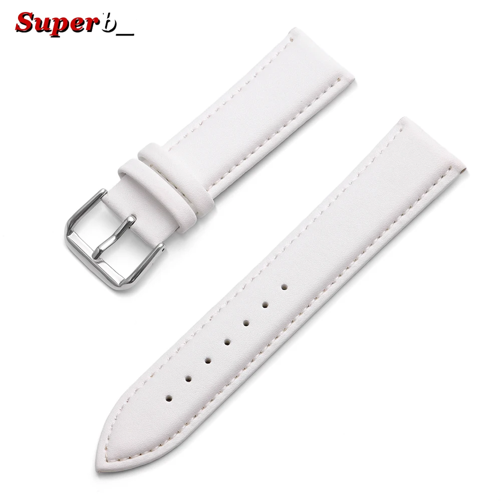 Premium Calfskin Leather Watch Strap – Soft Brown and Blue Wristband with Silver Stainless Steel Buckle