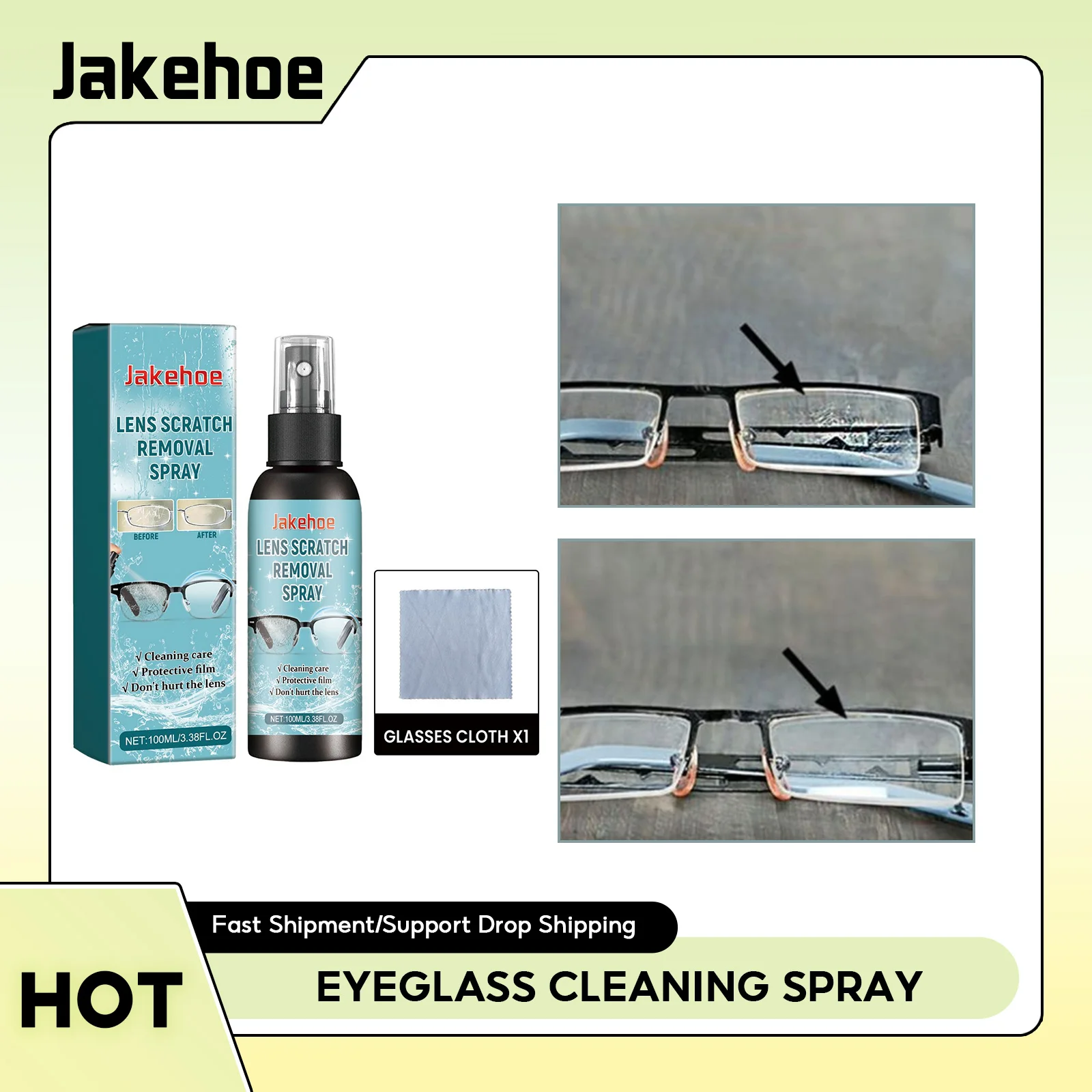 Lens Scratch Removal Spray Multipurpose Glasses Care Liquid Glasses Lens Cleaning Solution Windshield Glass Repair Liquid