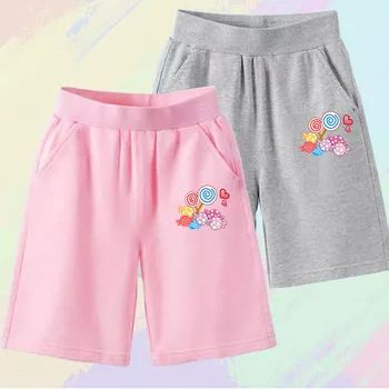 3-14Y pantaloncini Casual per ragazze Cartoon Sweet lollipop Print pantaloni a cinque punti comodi pantaloncini sportivi per bambini traspiranti 1