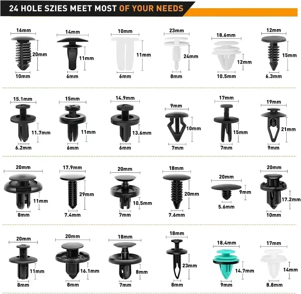 Universal Car Trim Clip Kit 845PCS - Bumper Door Panel Rivets & Push Pins Fasteners for Auto Repair & Replacement