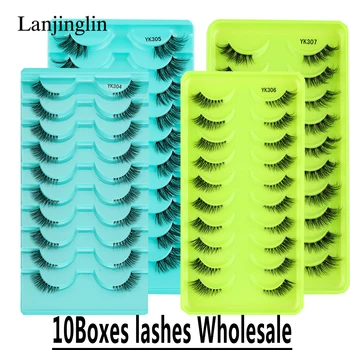 10Boxes Half lashes Wholesale 3D Mink Lashes Natural Long Soft Cat Half Eyelashes Extension Makeup Tool Faux Cils in Bulk cílios