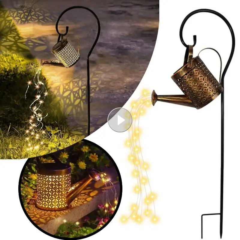 Outdoor Solar Fairy Lights - 2 Pack 250 LED Waterproof String Lights for  Garden Decor, Watering Can & Waterfall Style, Warm White, Patio Lighting
