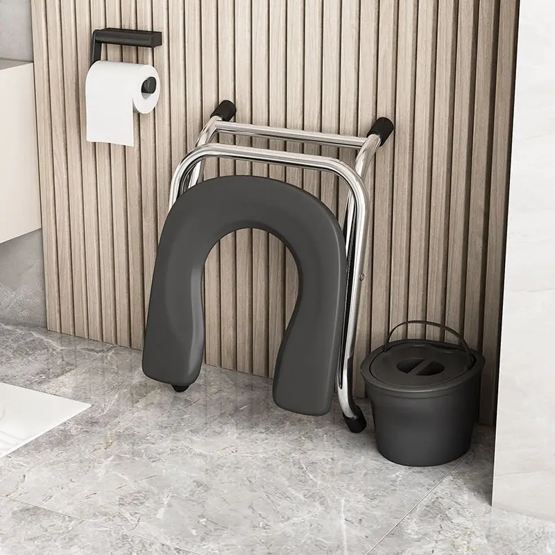 U Plate Folding Sitting Stool Chair Pregnant Elderly Toilet Seat Stool Chair Stainless Steel Toilet Squat Sit plastic step stool