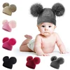Beanies Infant Newborn Baby Hat Pompon Winter Children Hat Knitted Cute Cap with Two Double Pom Pom Ear For Girls Boys 1