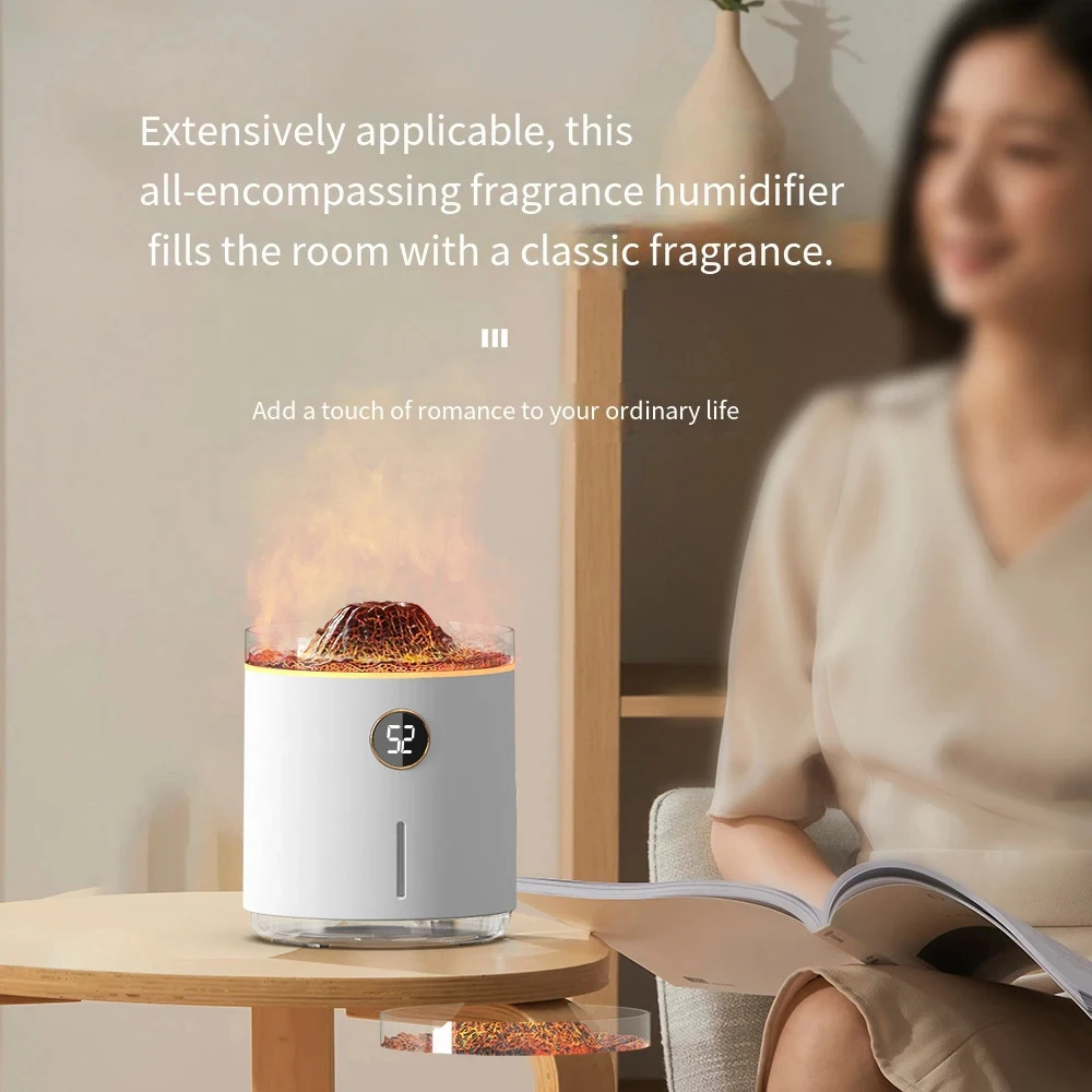 USB Charging Air Humidifier Volcano Flame Lamp