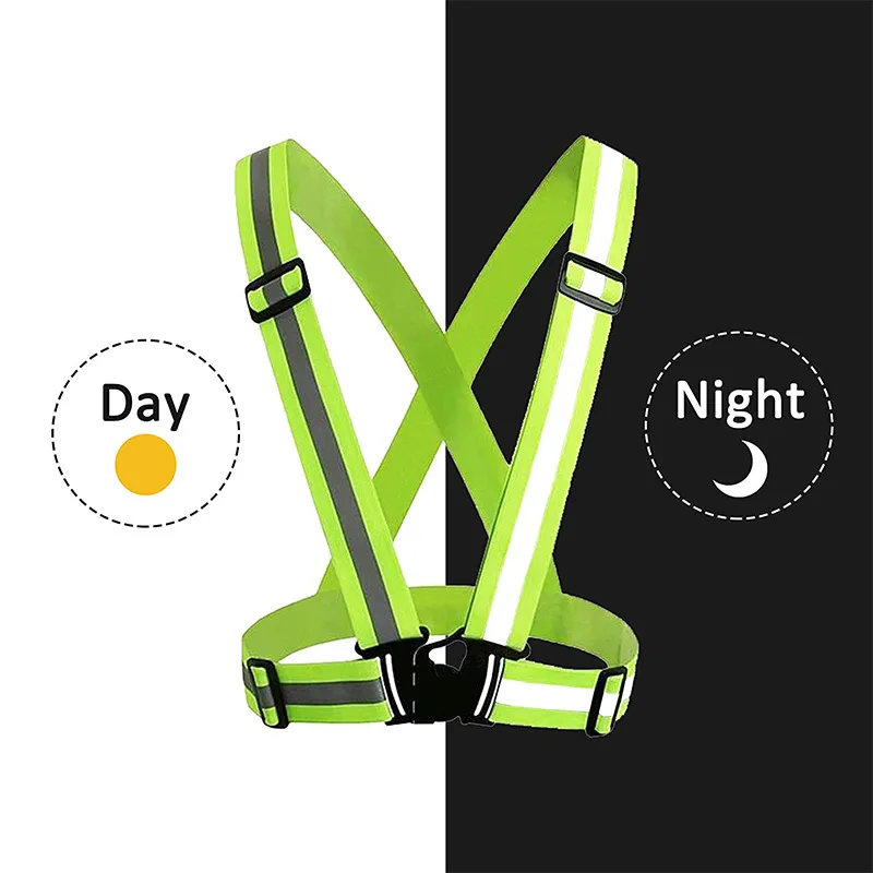 Reflective Safety Vest Lightweight Adjustable Elastic Jacket Strips For Traffic Control Running Cycling