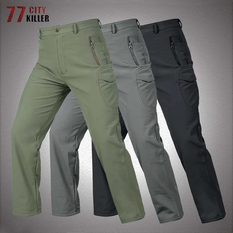 Shark Skin Soft Shell Tactical Pants Men Windproof Waterproof Trousers Male Army Combat Joggers Mens Fleece Warm Pant