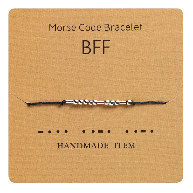 Bracelet Jewelry Handmade Morse Code Beads Adjustable String Bracelet with Lettering Cardboard Creative Charm Jewelry