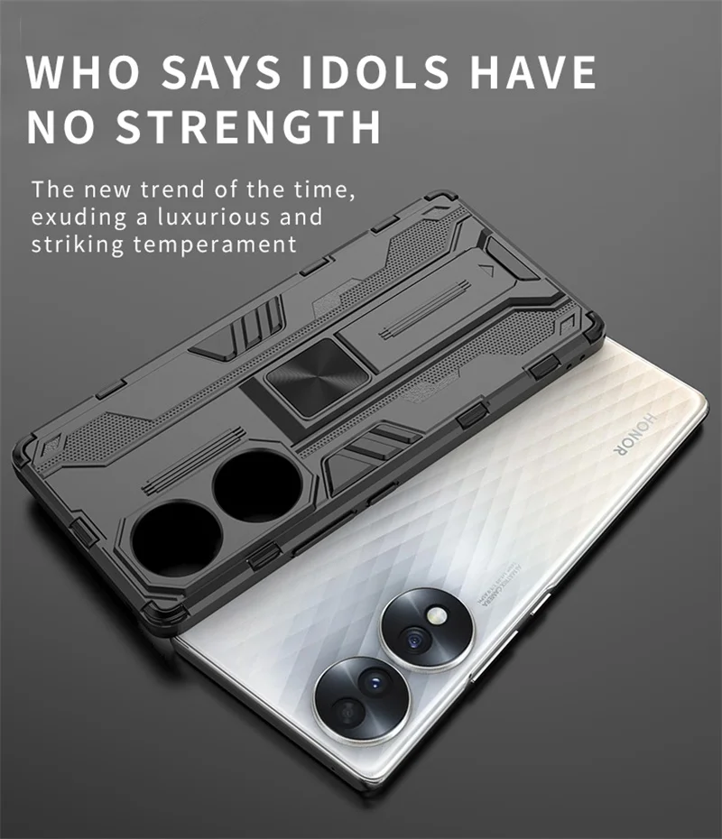 Enhanced Armor Shockproof Case with Magnetic Stand Holder - Hard PC Back Cover