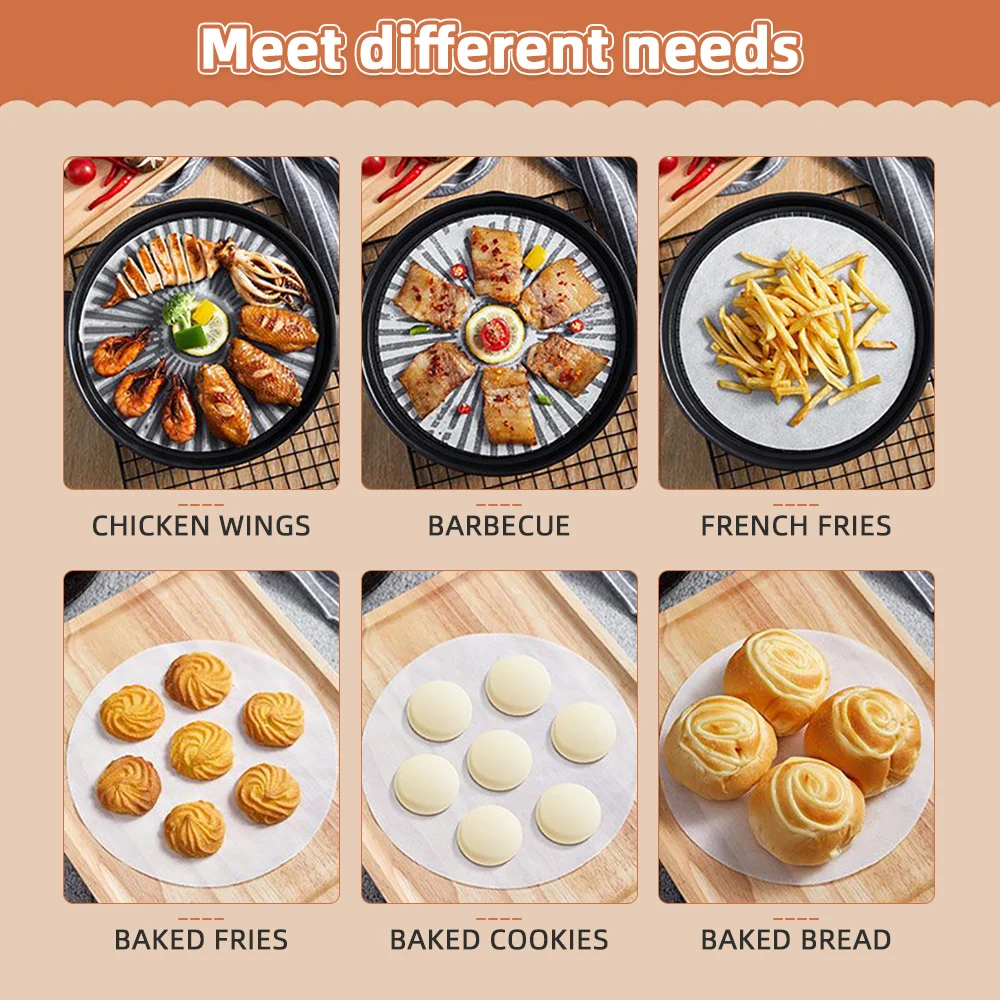 Parchment Baking Paper Burger Patty Paper 100PCS Oil Paper Round Silicone Oil Paper Hamburger Patty Blotting Barbecue Tool Oven Bakeware BBQ Absorbing Sheet