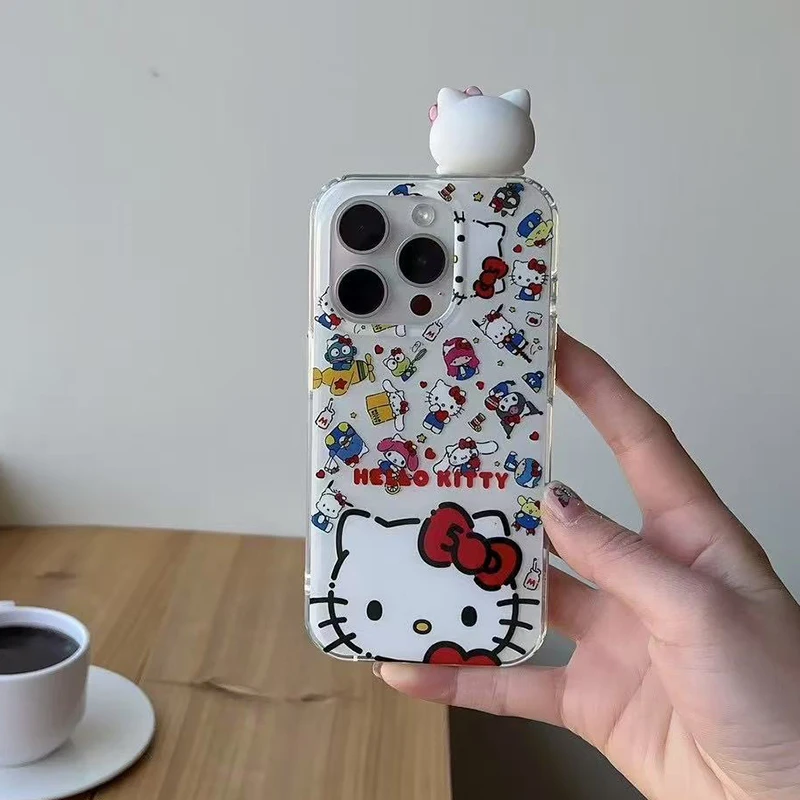 Cute Cat Head Toy Cartoon White Double Acrylic Phone Case