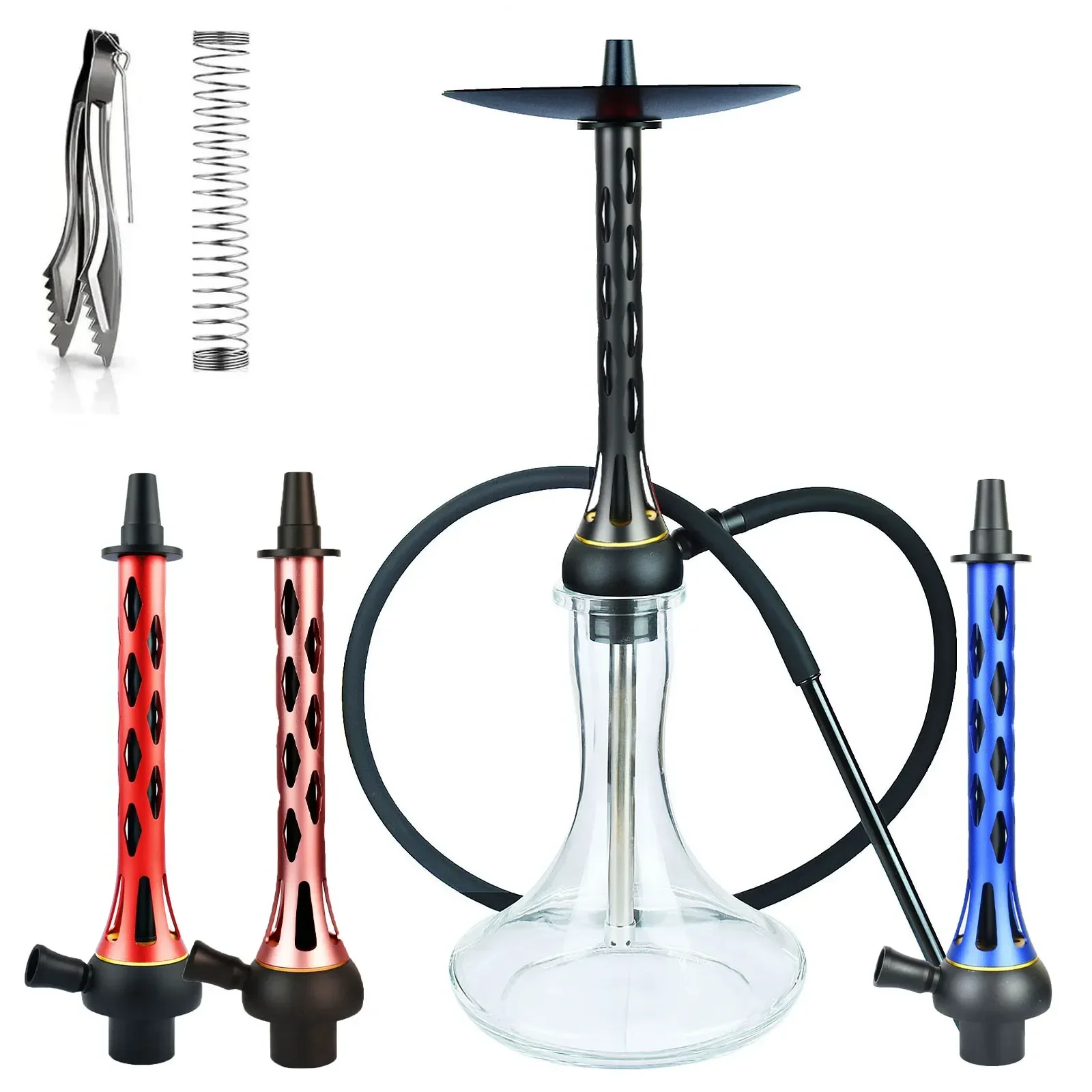 

Shisha Hookah Set, Aluminum Hookah with Glass Base Hose for Water Pipe Arab smoke Bar KTV