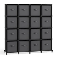 SONGMICS Cube Storage Organizer with Storage Boxes, Set of 16-Cube Organizer, 16 Collapsible Non-Woven Fabric Bins, Customizable 1